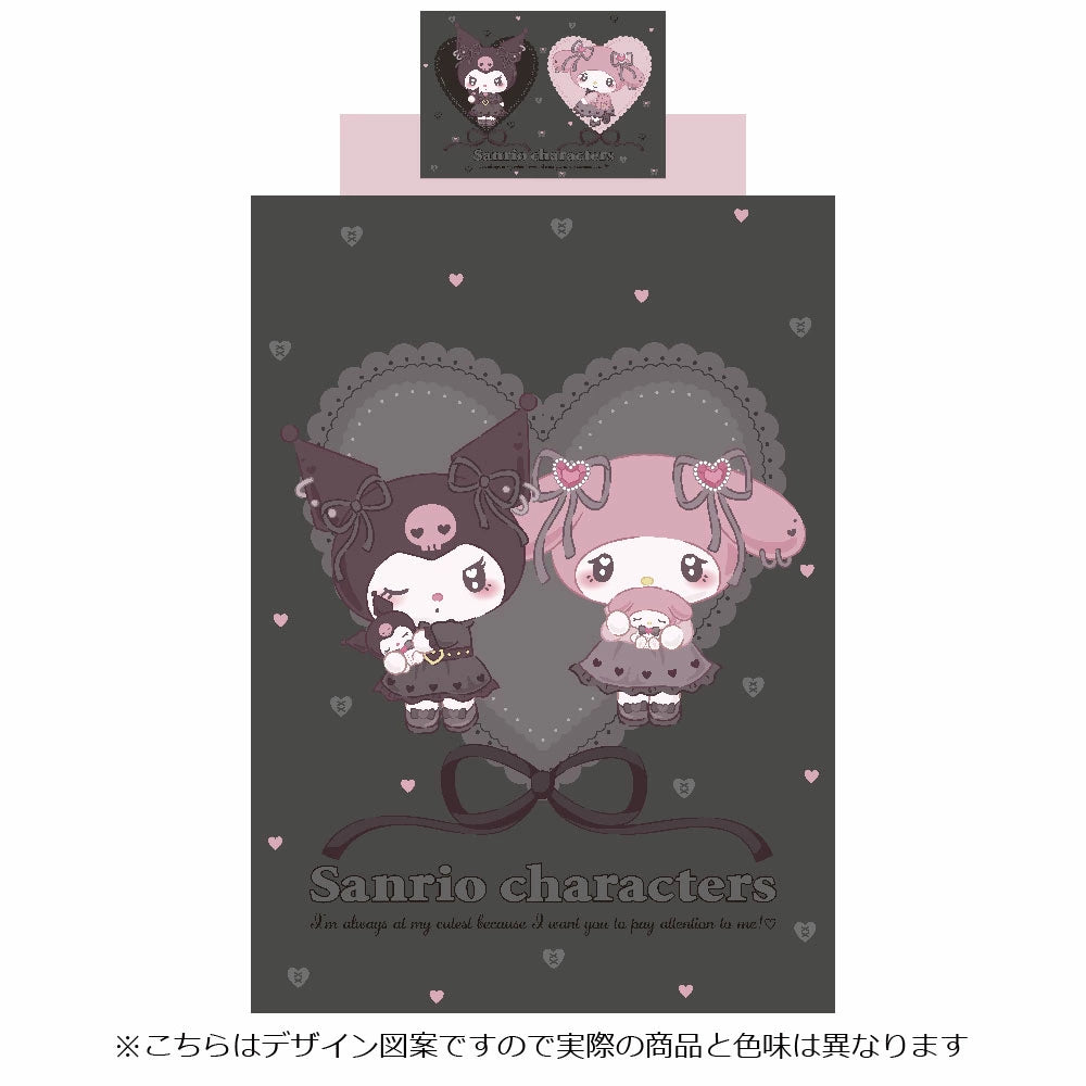 【Sanrio サンリオ】メロクロ エバ柄柄がが布団ふとんカバーセット(布団カバー・シーツ・ピローケース)カバーリング3点セット (C)'23 SANRIO(L)