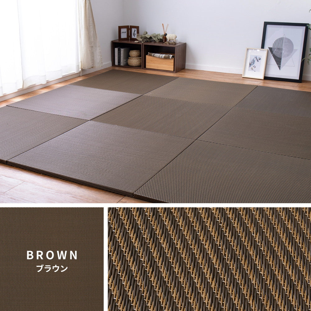 水に強い素材で汚れにくい い草風置き畳 綾模様(あやもよう) 約82×82×2.5cm