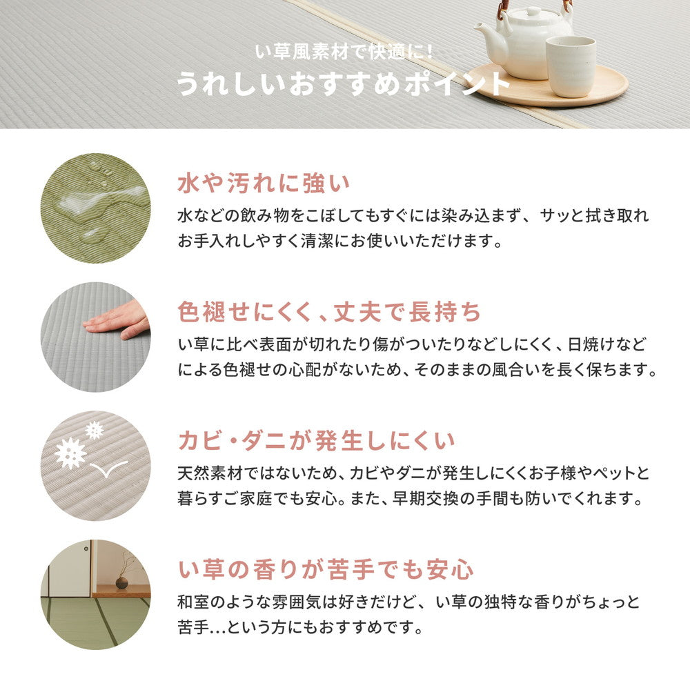 い草のような自然な風合いで丈夫で長持ち汚れても洗える素材の上敷き 四条(しじょう)36間