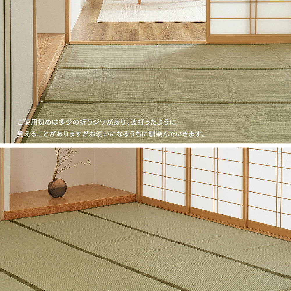 い草のような自然な風合いで丈夫で長持ち汚れても洗える素材の上敷き 四条(しじょう)団地間