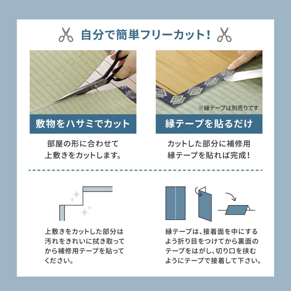 自分でカットできるい草上敷き!フリーカット 裏貼りい草カーペット みすず【6サイズ】