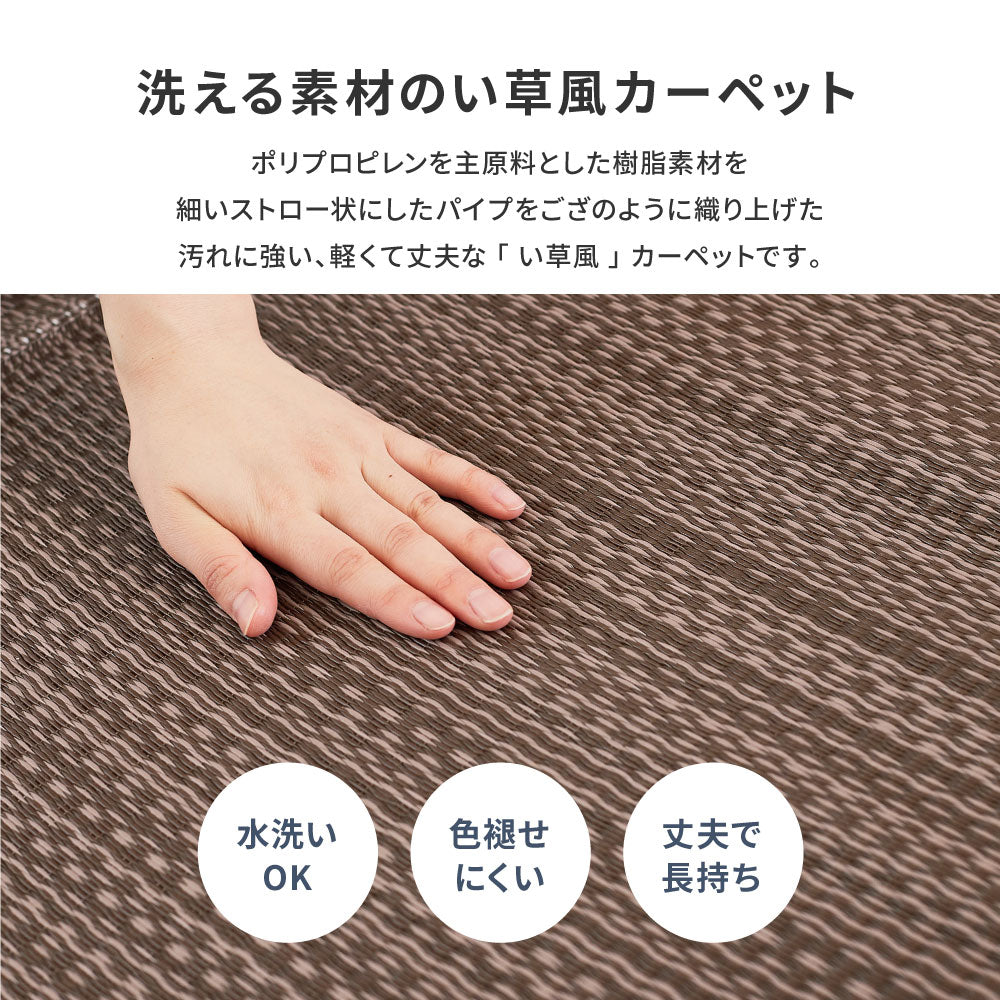 汚れても手軽に水洗い出来るPP素材の日本製い草風カーペット ライアン 36間サイズ