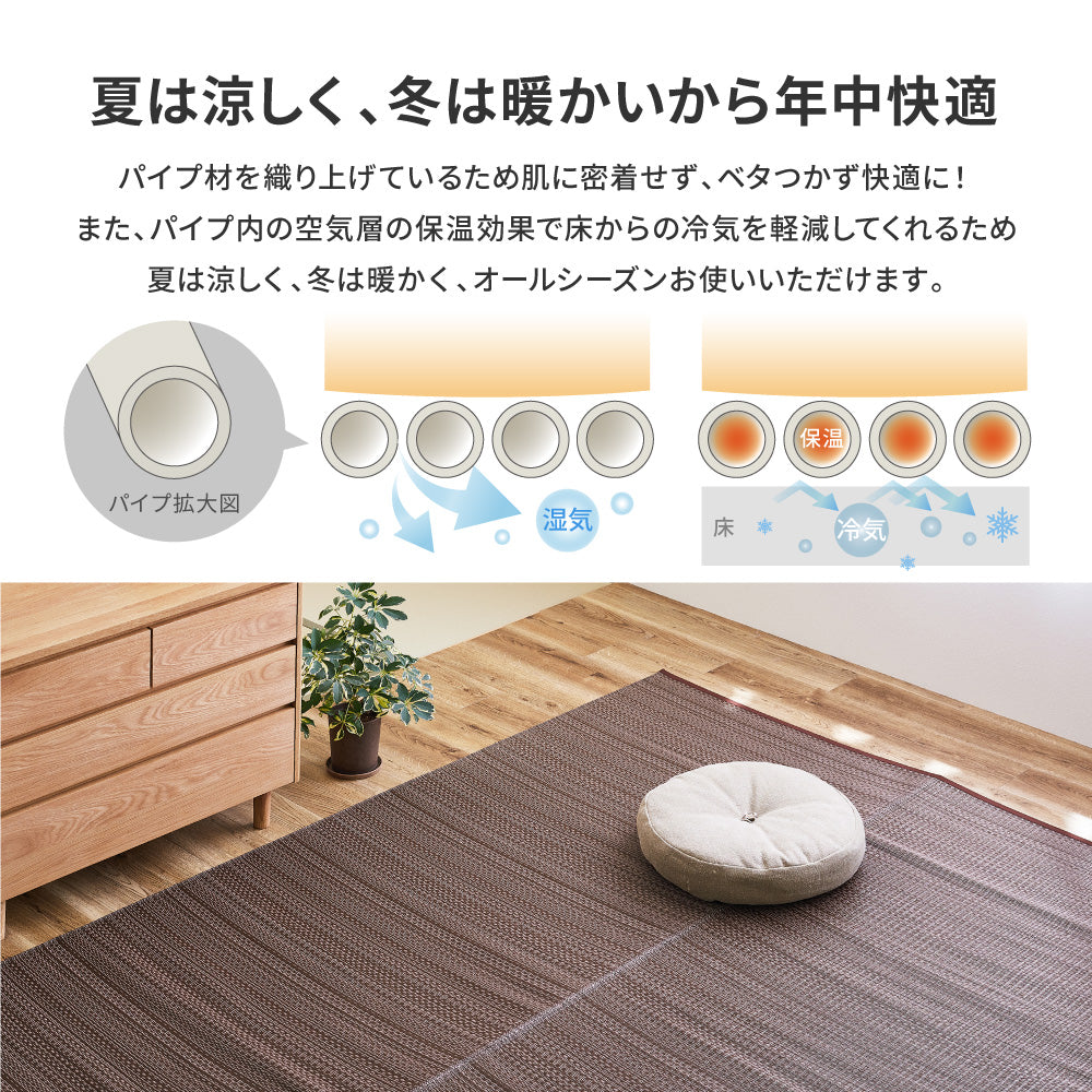 汚れても手軽に水洗い出来るPP素材の日本製い草風カーペット ライアン 36間サイズ