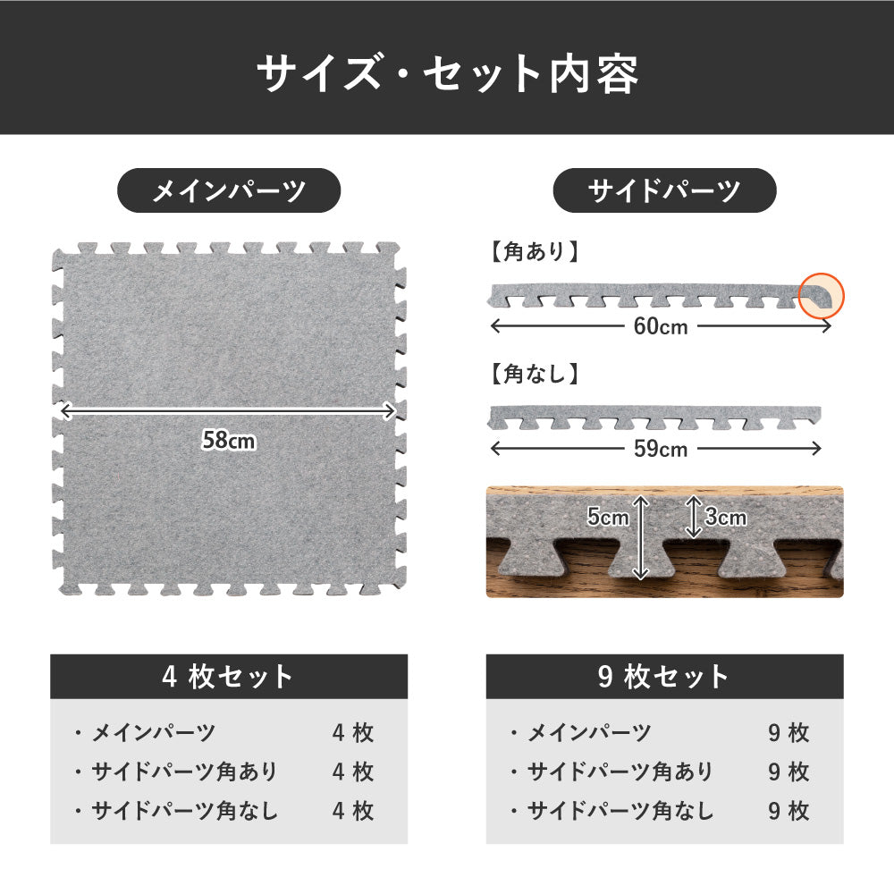 滑りにくい防音へたりにくいボリューム床暖房 ホットカーペット ジョイントアンダーラグ