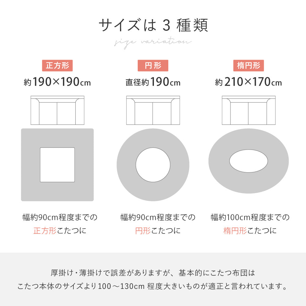 ポコポコふわふわ「ラビットファー調」洗えるこたつ布団 約190×190cm正方形 約190cm円形 約210×170cm楕円形