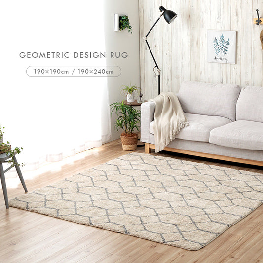 触れるとふわっとやわらかく心地よい洗えるボリュームインド綿ラグ『ポラロ』 190×190cm 190×240cm