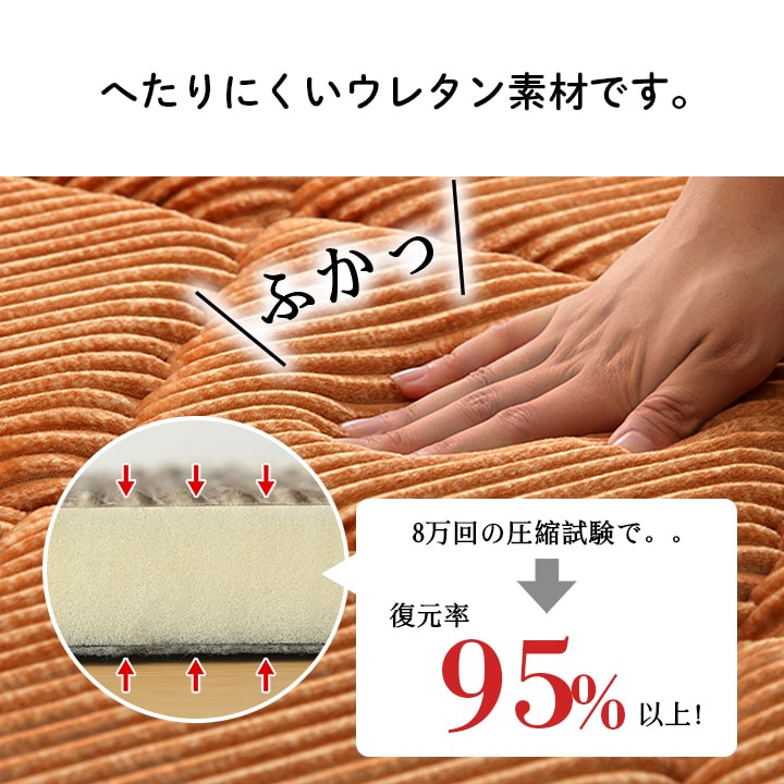 ヴィンテージカラーにコーデュロイ調の凹凸がおしゃれな極厚キルトラグ!快適さもおしゃれも追求したい欲張りカーペット グランド