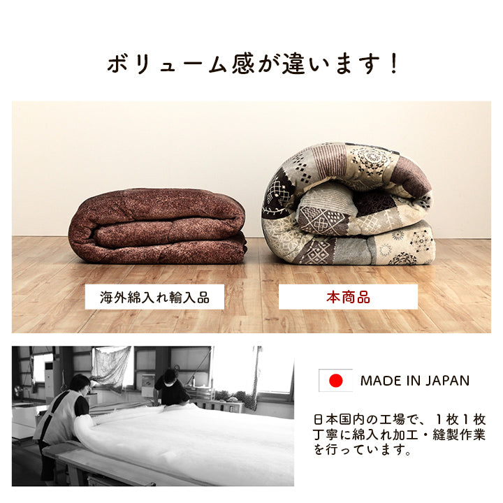 はっ水加工でお手入れしやすいパッチワーク柄こたつ掛け布団