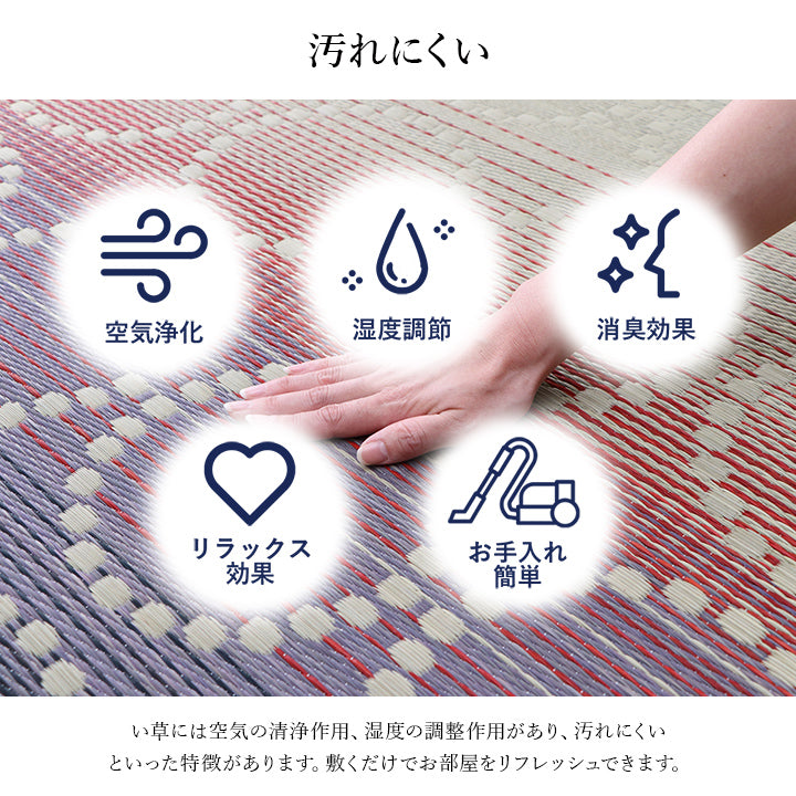 夏涼しい!通常の1.2倍のい草を贅沢に使用和モダンなデザインい草ラグ カーペット「NS麻モダン」 191×191cm 191×250cm