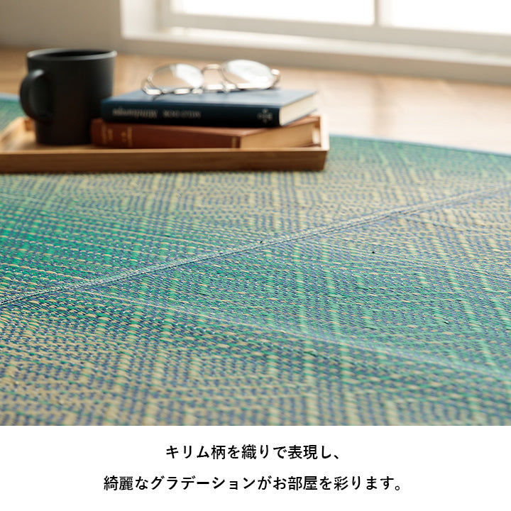 夏涼しい!さわやかなカラーリングとグラデーションが涼しげない草ラグ カーペット「NSナセル」 120×180cm 180×180cm 180×240cm