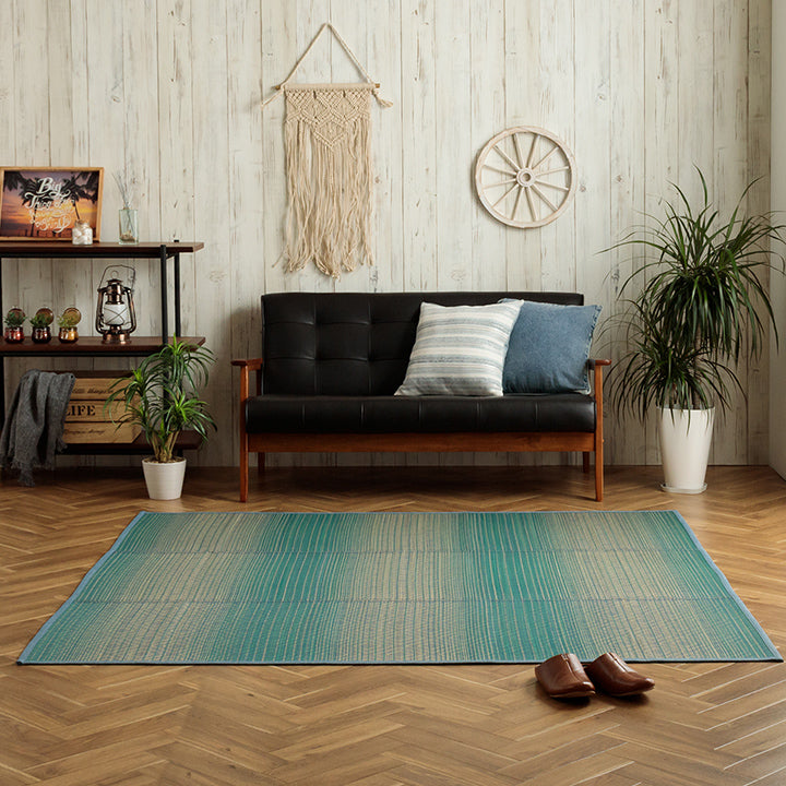 夏涼しい!さわやかなカラーリングとグラデーションが涼しげない草ラグ カーペット「NSナセル」 120×180cm 180×180cm 180×240cm