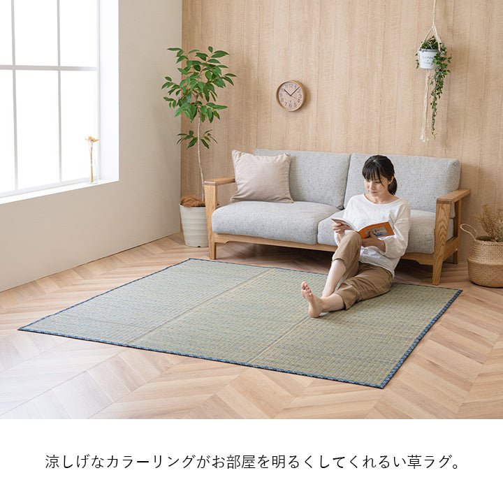 涼しげなカラーリングがお部屋を明るくしてくれるい草ラグ 120×180cm 180×180cm 180×240cm