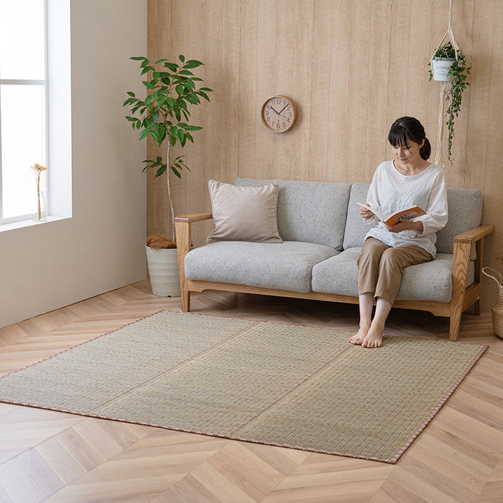 涼しげなカラーリングがお部屋を明るくしてくれるい草ラグ 120×180cm 180×180cm 180×240cm