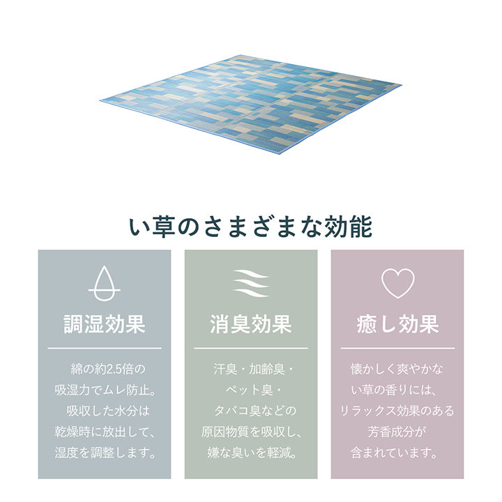 涼しげなカラーリングがお部屋を明るくしてくれるい草ラグ『CXセナ』 180×180cm 180×240cm