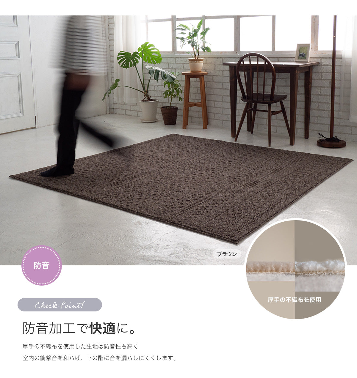 ラグ ラグマット ケーブル 日本製 防ダニ 防音 床暖房対応 ホットカーペット対応 オールシーズン 北欧 幾何学模様 国産ラグ 3サイズ