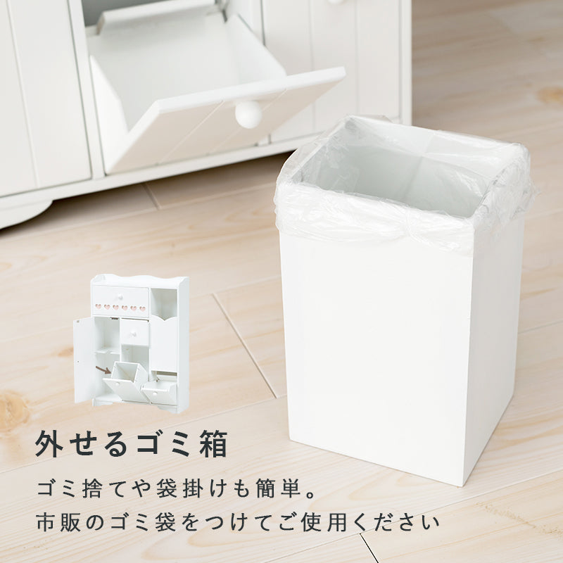 ペーパーロールやお掃除ブラシなどを清潔スッキリ収納できる清潔なホワイト色の大容量トイレラック(ホワイト)(約)幅45×奥行14×高さ63cm