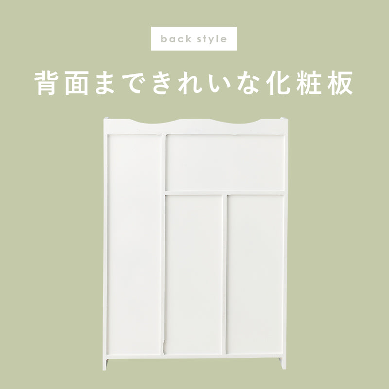 ペーパーロールやお掃除ブラシなどを清潔スッキリ収納できる清潔なホワイト色の大容量トイレラック(ホワイト)(約)幅45×奥行14×高さ63cm
