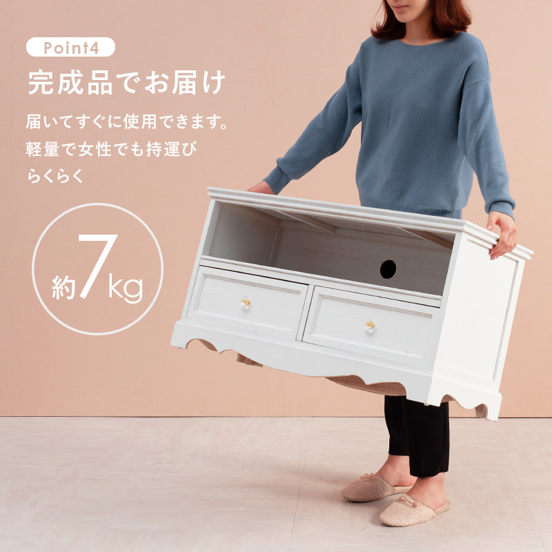 キラキラとしたクリスタル調の取っ手がついた上品なテレビ台。DVDなどの収納に使える引き出し付きテレビ台(クリスタル取っ手)
