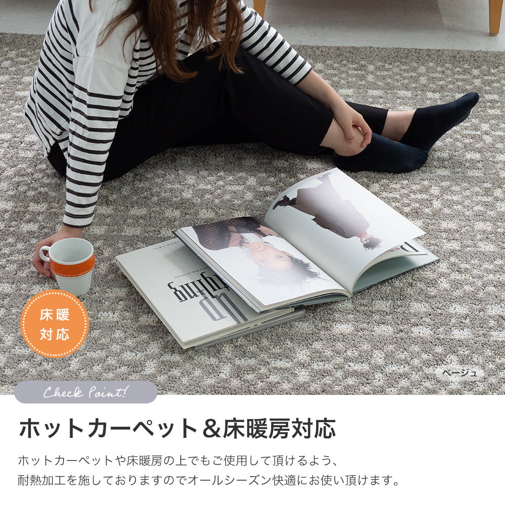 ラグ ラグマット 日本製 防ダニ 滑り止め付き 床暖房対応 ホットカーペット対応 オールシーズン 北欧 幾何学模様 国産ラグ 3サイズ