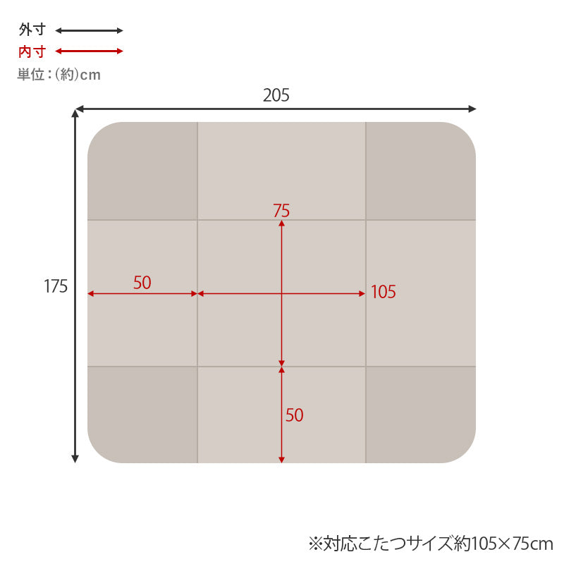 こたつ布団 掛布団 洗える おしゃれ 省スペースコタツ布団 フランネル 幅205×175cm