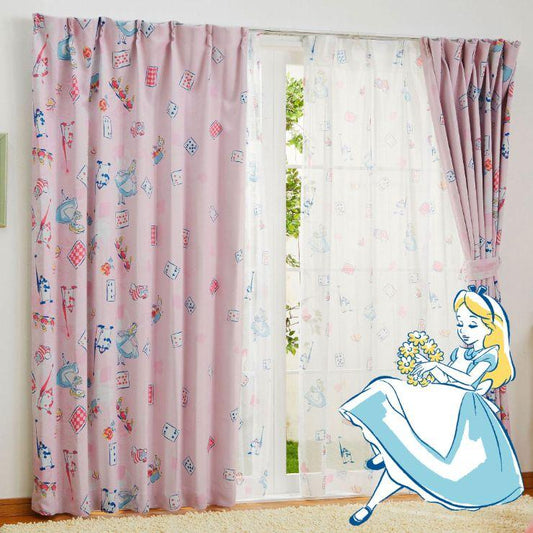 【Disney ディズニー】お部屋がポップでファンシーな空間にかわるふしぎの国のアリス 2級遮光カーテン 2枚組