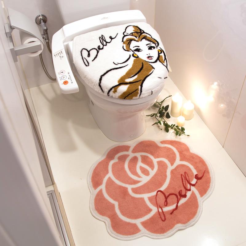 【Disney ディズニー】 美女と野獣 ベル トイレタリー(トイレフタカバー+トイレマット) 2点セット