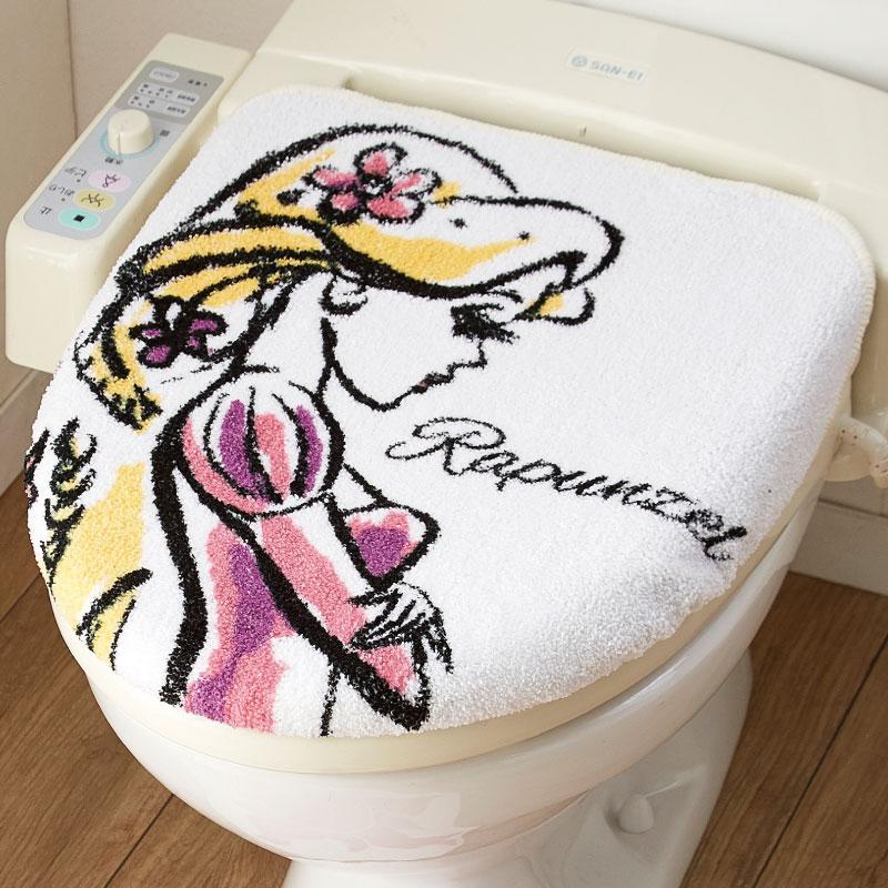 【Disney ディズニー】 ラプンツェル トイレタリー(トイレフタカバー+トイレマット) 2点セット