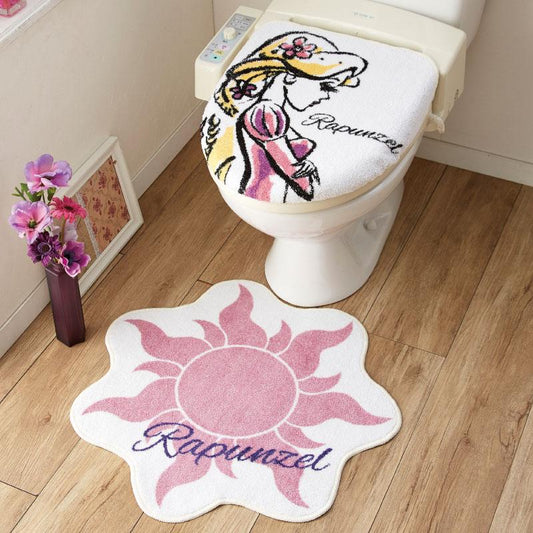 【Disney ディズニー】 ラプンツェル トイレタリー(トイレフタカバー+トイレマット) 2点セット