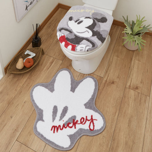 【Disney ディズニー】 ミッキーマウス(トイレフタカバー+トイレマット) 2点セット