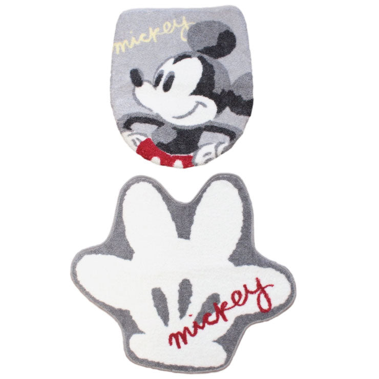 【Disney ディズニー】 ミッキーマウス(トイレフタカバー+トイレマット) 2点セット