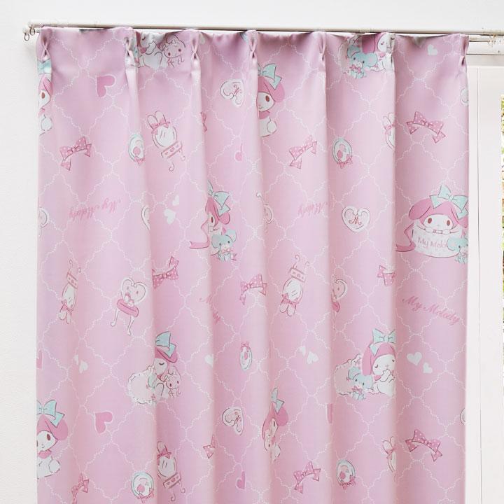 【Sanrio サンリオ】ピンクとパステルグリーンの組み合わせがかわいいマイメロディ2級遮光カーテン 2枚組