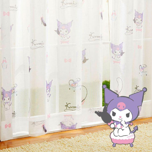 【Sanrio サンリオ】どくろがチャームポイントのクロミちゃんのレース カーテン 2枚組
