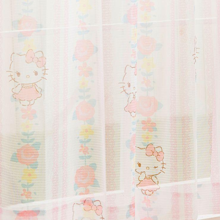 【Sanrio サンリオ】お花とキティちゃんがお部屋をスウィートに彩るレースカーテン 2枚組