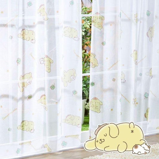 【Sanrio サンリオ】お部屋がキュートでファンシーな空間に大変身するポムポムプリンレース カーテン 2枚組