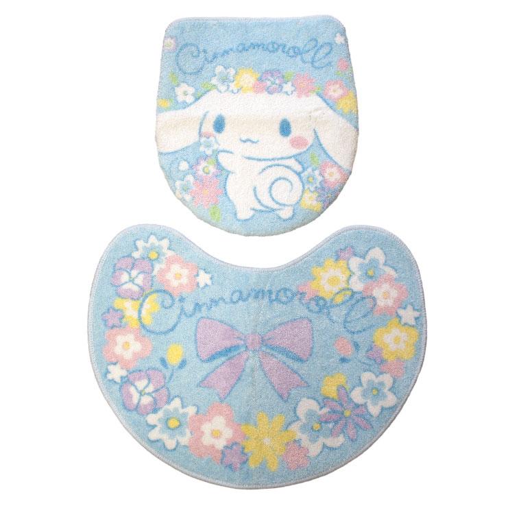 【Sanrio サンリオ】シナモロール のフタカバーとマットのセット!トイレをファンシーな空間へシナモロール トイレフタカバー・トイレマット2点SET