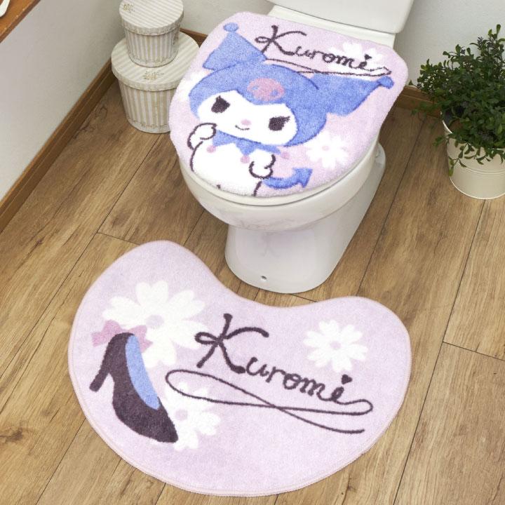 マイメロディ クロミのフタカバーとマットのセット!トイレをファンシーな空間へ<マイメロディ クロミ トイレフタカバー・トイレマット2点SET>