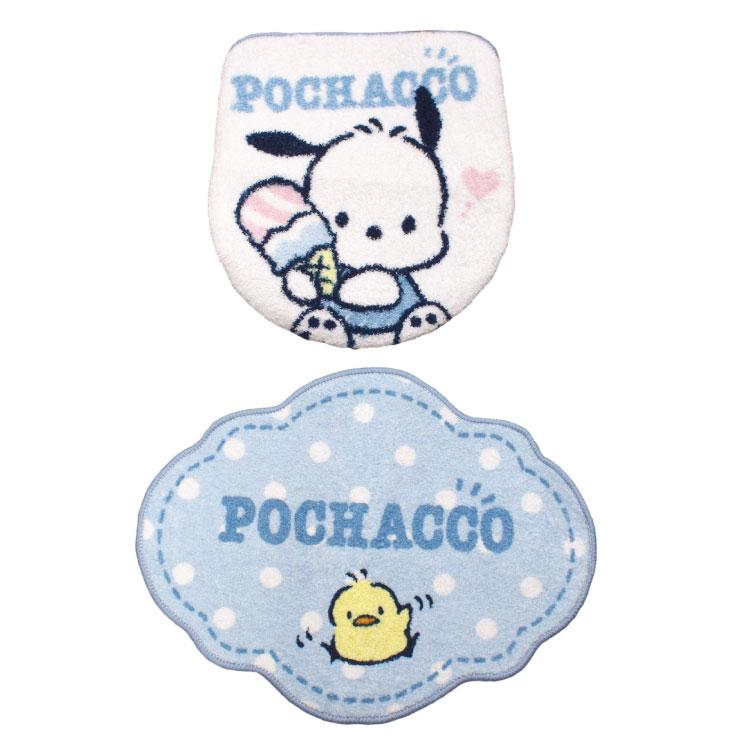 【Sanrio サンリオ】ポチャッコのフタカバーとマットのセット!トイレをファンシーな空間へ ポチャッコ トイレフタカバー・トイレマット2点SET