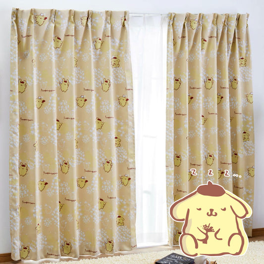 ポムポムプリン柄カーテン!1級遮光・遮熱・形態安定加工・ウォッシャブル ポムポムプリン(1枚入り)