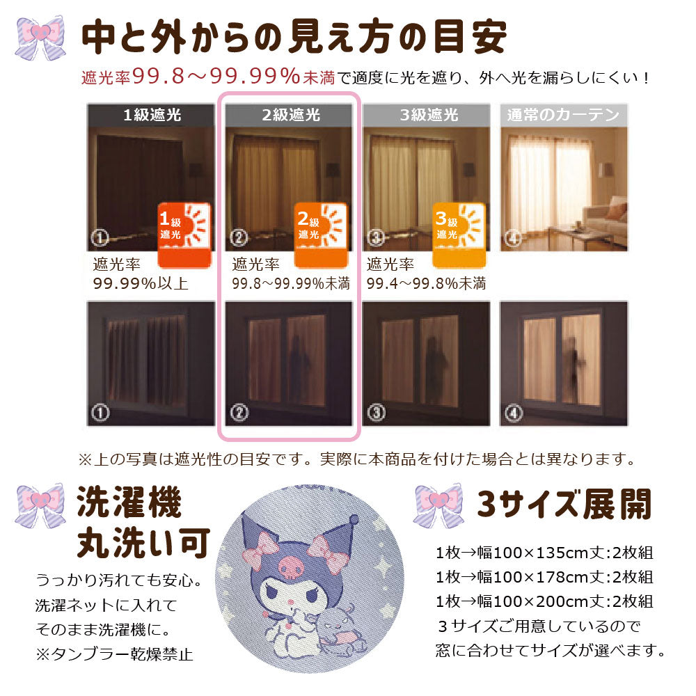 【Sanrio サンリオ】クロミの2級遮光カーテン 2枚組