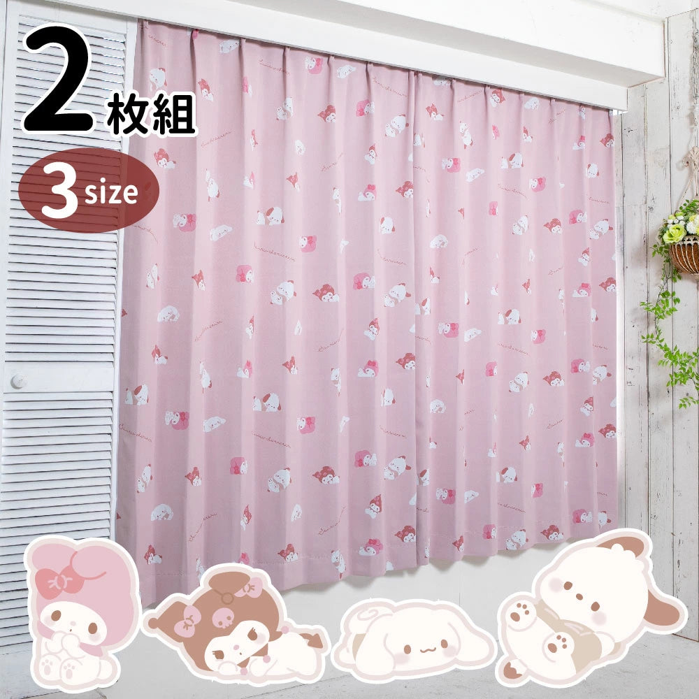 【Sanrio サンリオ】サンリオキャラクターズ総柄洗える2級遮光カーテン 2枚組 (C)'22 SANRIO(L)
