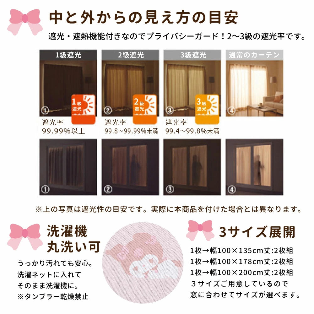 【Sanrio サンリオ】サンリオキャラクターズ総柄洗える2級遮光カーテン 2枚組 (C)'22 SANRIO(L)