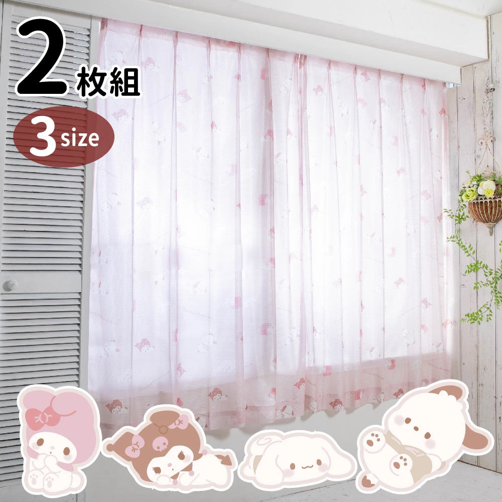 【Sanrio サンリオ】サンリオキャラクターズ 外から見えにくい洗えるレース カーテン 2枚組 (C)'22 SANRIO(L)