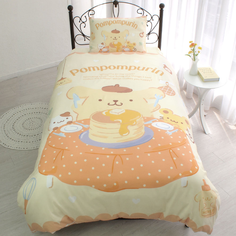【Sanrio サンリオ】ポムポムプリン ふとんカバーセット(布団カバー・シーツ・ピローケース)カバーリング3点セット