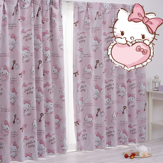 ハローキティ柄カーテン!1級遮光・遮熱・形態安定加工・ウォッシャブル ハローキティ(1枚入り)