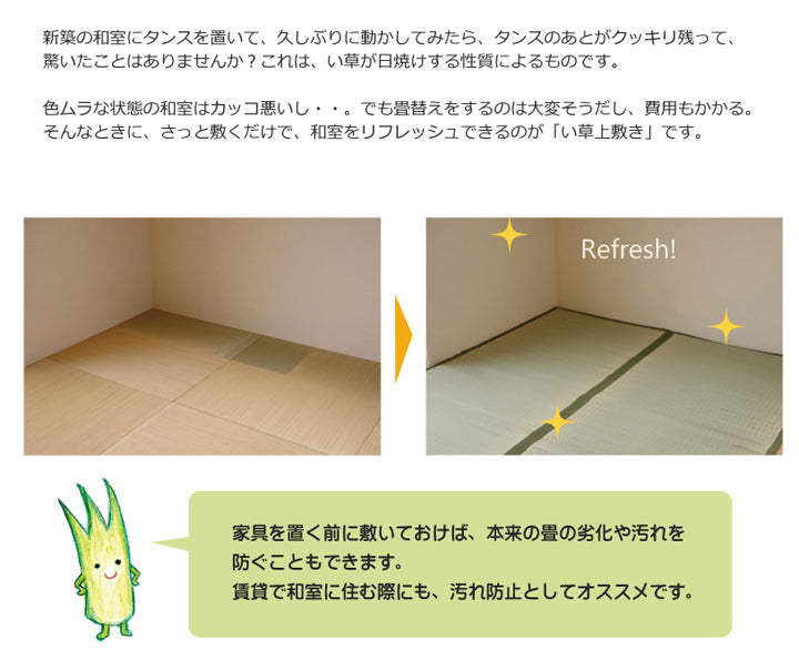 九州産い草使用のい草上敷きカーペット双目織 草津(くさつ) 対応サイズ:江戸間・本間