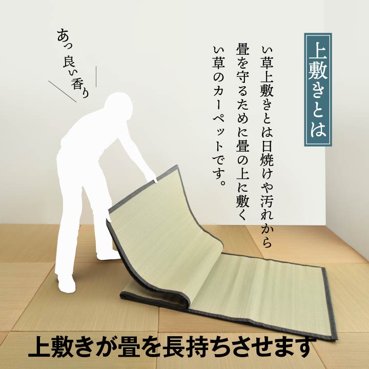 九州産い草使用の汚れに強くお手入れカンタン 双目織 い草上敷きカーペット 対応サイズ:江戸間・本間・ 団地間・三六間・六一間