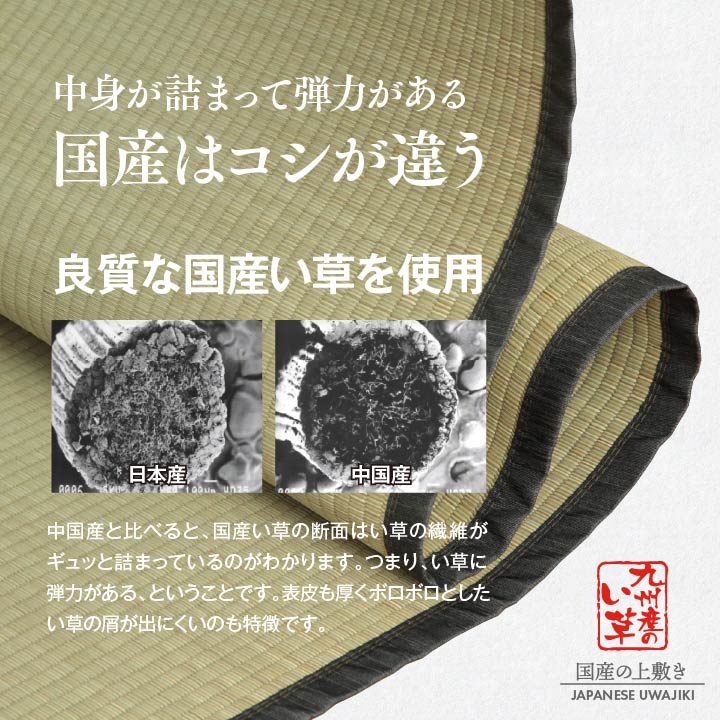 九州産い草使用の汚れに強くお手入れカンタン 双目織 い草上敷きカーペット 対応サイズ:江戸間・本間・ 団地間・三六間・六一間