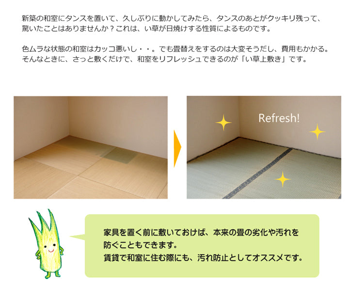 九州産い草使用のい草上敷きカーペット糸引織 湯沢(ゆざわ) 対応サイズ:江戸間・本間・三六間・六一間・団地間