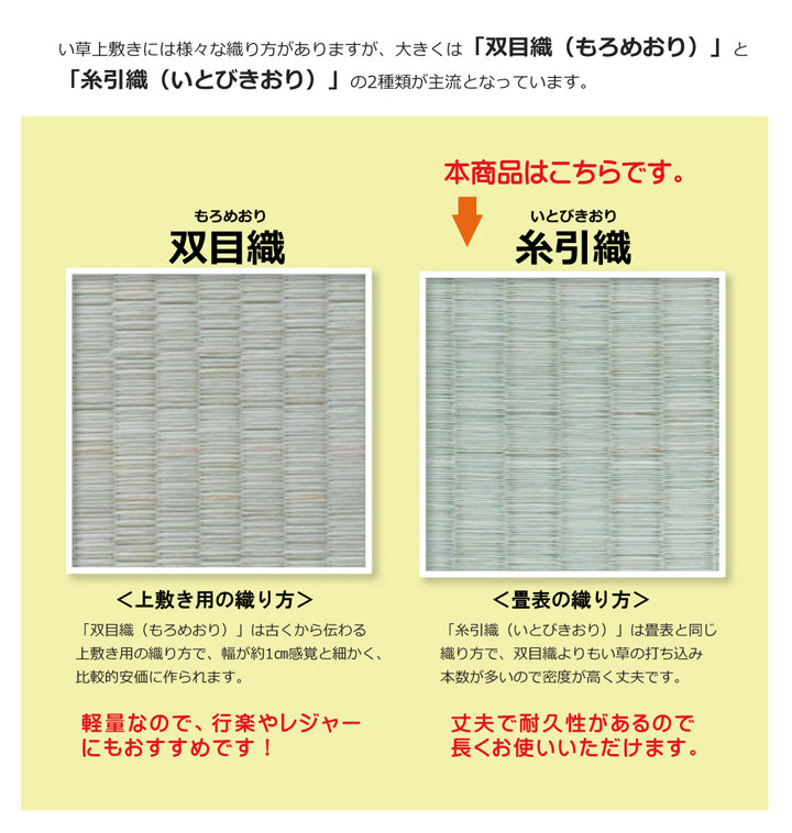 九州産い草使用のい草上敷きカーペット糸引織 湯沢(ゆざわ) 対応サイズ:江戸間・本間・三六間・六一間・団地間