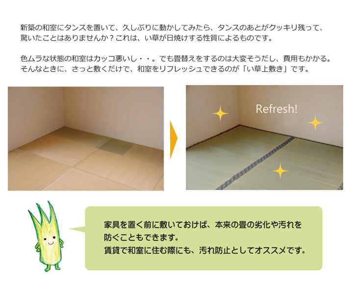 九州産い草使用のい草上敷きカーペット糸引織 柿田川(かきたがわ) 対応サイズ:江戸間・本間・三六間